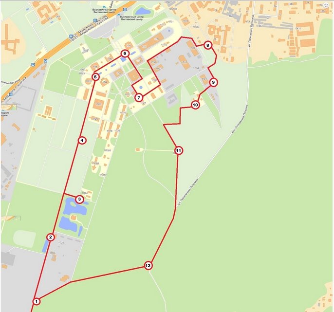 Велосипедный маршрут по ВДНХ карта